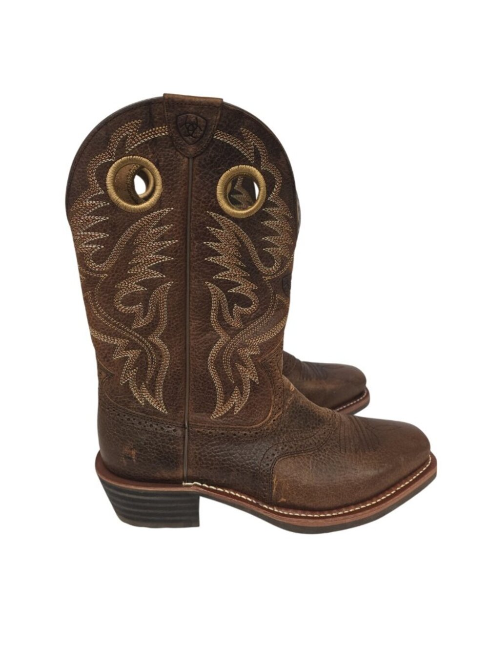 Ariat Men's 10002227 Heritage Roughstock Square Soft Toe Western Boot Brown 9.5D - Picture 2 of 7